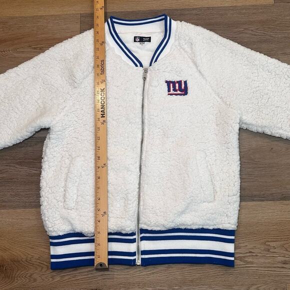 New Era New York Giants Cream Athletic Sherpa Full-Zip Bomber Jacket Women’s Med - Picture 8 of 13